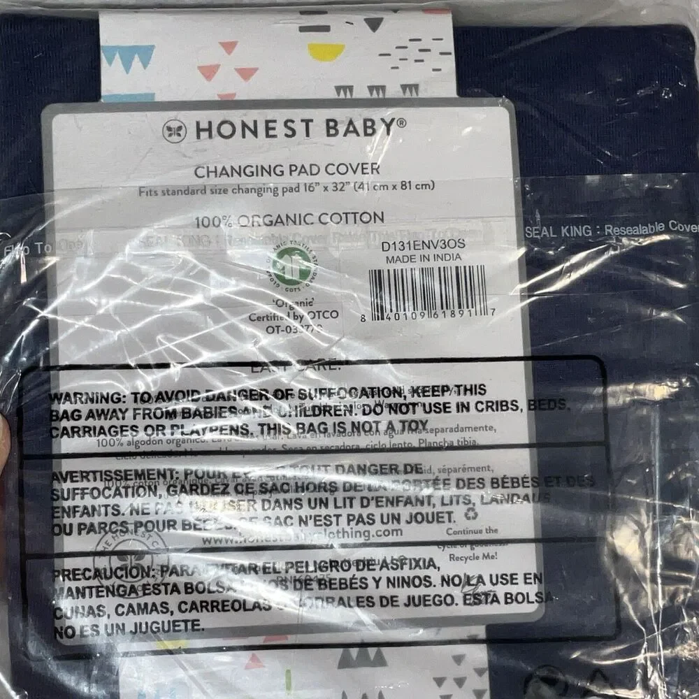 Honest Baby 100% Organic Cotton Changing Pad Cover Color Navy Blue 16 X 32 NEW